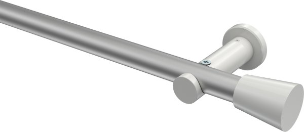 Gardinenstange Metall 20 mm Ø PLATON - Sitra Silbergrau / Weiß (ohne Ringe) 100 cm