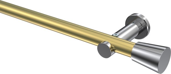 Gardinenstange Metall 20 mm Ø PLATON - Sitra Messing-Optik / Chrom (ohne Ringe) 100 cm