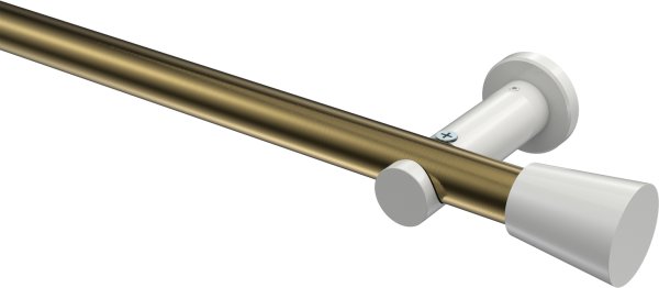 Gardinenstange Metall 20 mm Ø PLATON - Sitra Messing Antik / Weiß (ohne Ringe) 100 cm
