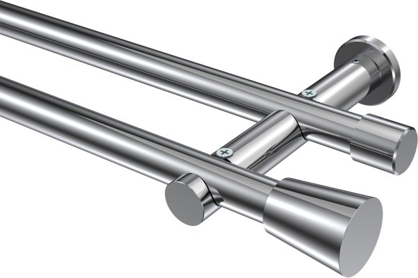 Gardinenstange Metall 20 mm Ø 2-läufig PLATON - Sitra Chrom (ohne Ringe) 100 cm