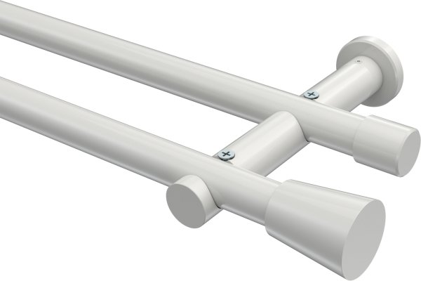 Gardinenstange Metall 20 mm Ø 2-läufig PLATON - Sitra Weiß (ohne Ringe) 100 cm