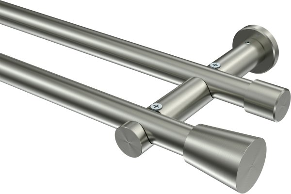 Gardinenstange Edelstahl-Optik 20 mm Ø 2-läufig PLATON - Sitra (ohne Ringe) 100 cm