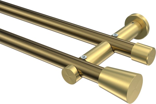 Gardinenstange Metall 20 mm Ø 2-läufig PLATON - Sitra Messing Antik / Messing-Optik (ohne Ringe) 100 cm