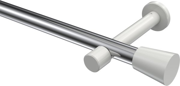 Gardinenstange Metall 20 mm Ø PRESTIGE - Sitra Chrom / Weiß (ohne Ringe) 100 cm