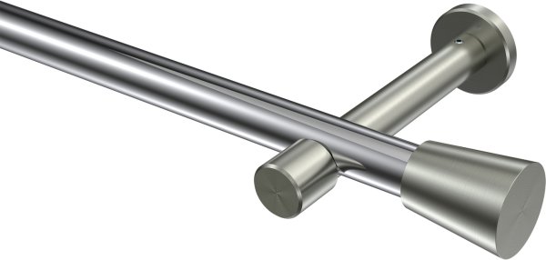 Gardinenstange Metall 20 mm Ø PRESTIGE - Sitra Chrom / Edelstahl-Optik (ohne Ringe) 100 cm