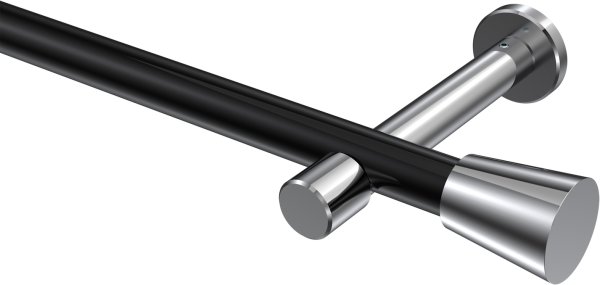 Gardinenstange Metall 20 mm Ø PRESTIGE - Sitra Schwarz / Chrom (ohne Ringe) 100 cm