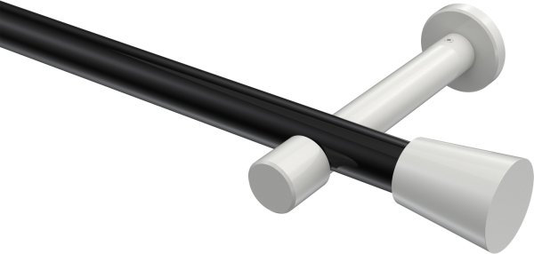 Gardinenstange Metall 20 mm Ø PRESTIGE - Sitra Schwarz / Weiß (ohne Ringe) 100 cm