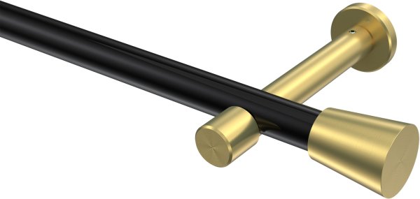 Gardinenstange Metall 20 mm Ø PRESTIGE - Sitra Schwarz / Messing-Optik (ohne Ringe) 100 cm