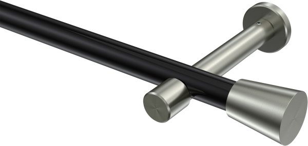 Gardinenstange Metall 20 mm Ø PRESTIGE - Sitra Schwarz / Edelstahl-Optik (ohne Ringe) 100 cm