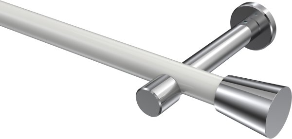 Gardinenstange Metall 20 mm Ø PRESTIGE - Sitra Weiß / Chrom (ohne Ringe) 100 cm