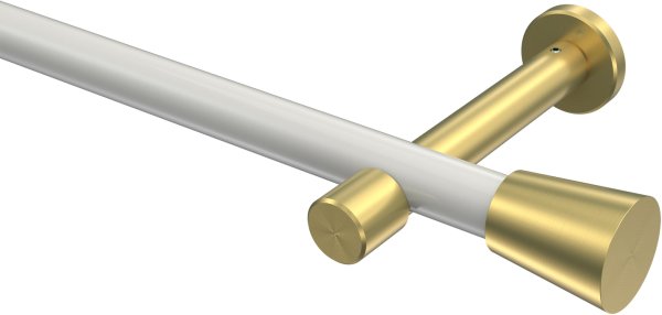 Gardinenstange Metall 20 mm Ø PRESTIGE - Sitra Weiß / Messing-Optik (ohne Ringe) 100 cm
