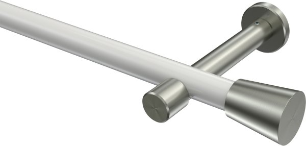 Gardinenstange Metall 20 mm Ø PRESTIGE - Sitra Weiß / Edelstahl-Optik (ohne Ringe) 100 cm