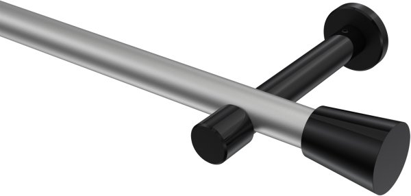 Gardinenstange Metall 20 mm Ø PRESTIGE - Sitra Silbergrau / Schwarz (ohne Ringe) 100 cm