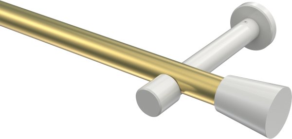 Gardinenstange Metall 20 mm Ø PRESTIGE - Sitra Messing-Optik / Weiß (ohne Ringe) 100 cm