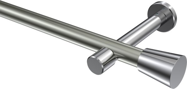 Gardinenstange Metall 20 mm Ø PRESTIGE - Sitra Edelstahl-Optik / Chrom (ohne Ringe) 100 cm