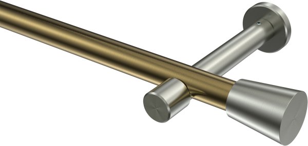 Gardinenstange Metall 20 mm Ø PRESTIGE - Sitra Messing Antik / Edelstahl-Optik (ohne Ringe) 100 cm