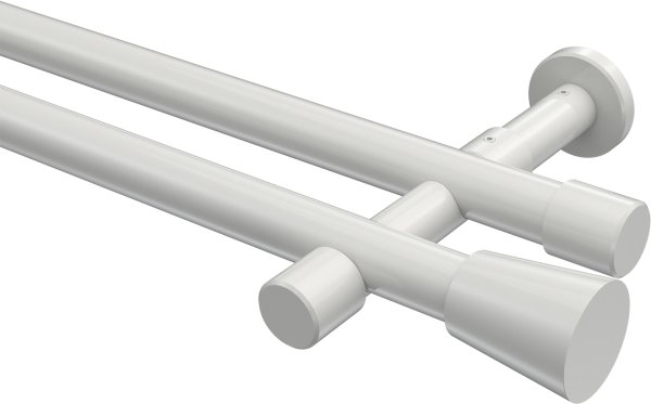Gardinenstange Metall 20 mm Ø 2-läufig PRESTIGE - Sitra Weiß (ohne Ringe) 100 cm