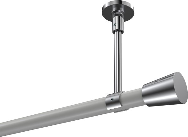 Gardinenstange Metall 20 mm Ø SONETTE - Sitra Weiß / Chrom (ohne Ringe) 420 cm (3 x 140 cm)