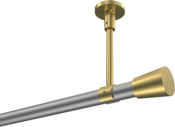 Gardinenstange Metall 20 mm Ø SONETTE - Sitra Silbergrau / Messing-Optik (ohne Ringe) 420 cm (3 x 140 cm)