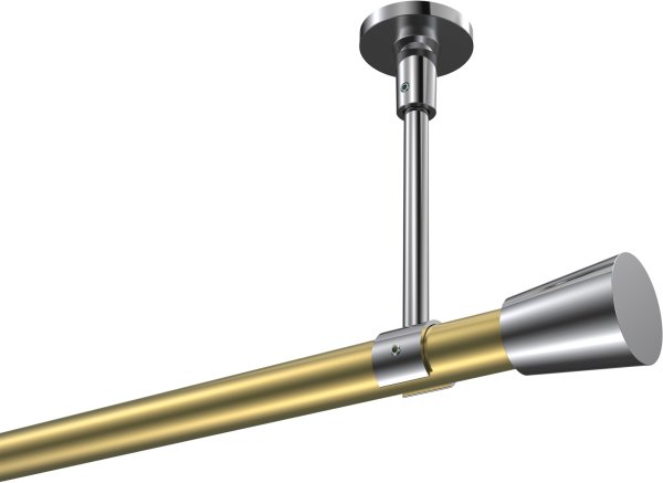 Gardinenstange Metall 20 mm Ø SONETTE - Sitra Messing-Optik / Chrom (ohne Ringe) 420 cm (3 x 140 cm)