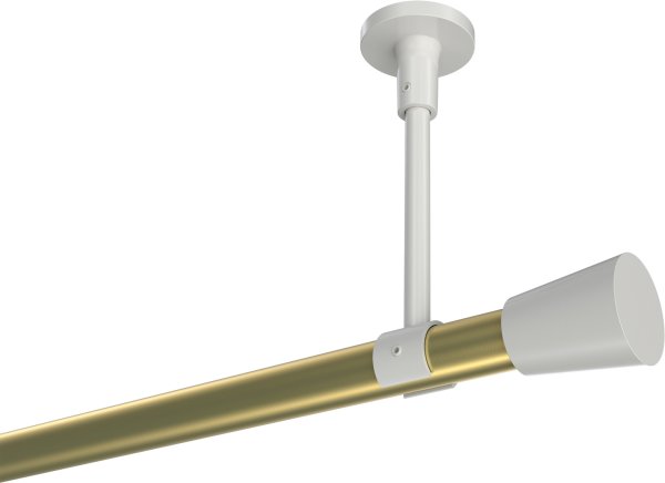 Gardinenstange Metall 20 mm Ø SONETTE - Sitra Messing-Optik / Weiß (ohne Ringe) 100 cm