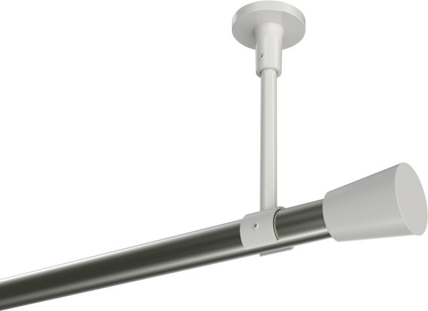 Gardinenstange Metall 20 mm Ø SONETTE - Sitra Edelstahl-Optik / Weiß (ohne Ringe) 420 cm (3 x 140 cm)