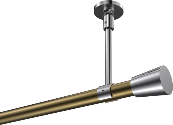 Gardinenstange Metall 20 mm Ø SONETTE - Sitra Messing Antik / Chrom (ohne Ringe) 420 cm (3 x 140 cm)