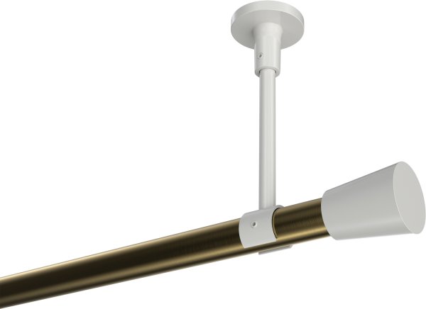 Gardinenstange Metall 20 mm Ø SONETTE - Sitra Messing Antik / Weiß (ohne Ringe) 100 cm