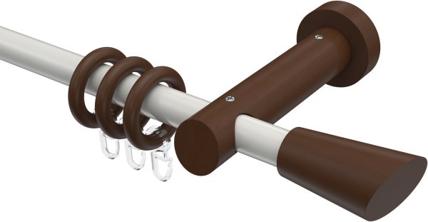 Gardinenstange Metall / Holz 20 mm Ø TALENA - Bero Weiß / Nussbaum lackiert