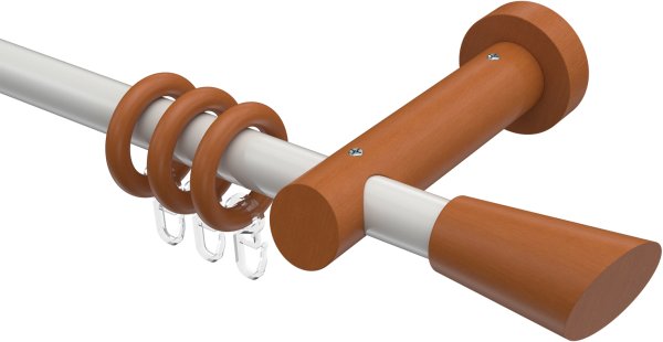Gardinenstange Metall / Holz 20 mm Ø TALENA - Bero Weiß / Kirschbaum lackiert