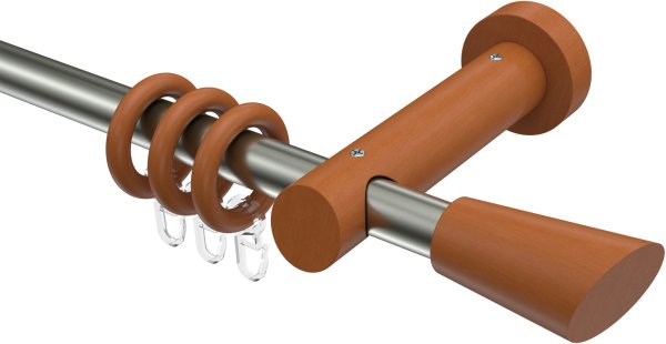 Gardinenstange Edelstahl / Holz Kirschbaum lackiert 20 mm Ø TALENA - Bero 100 cm
