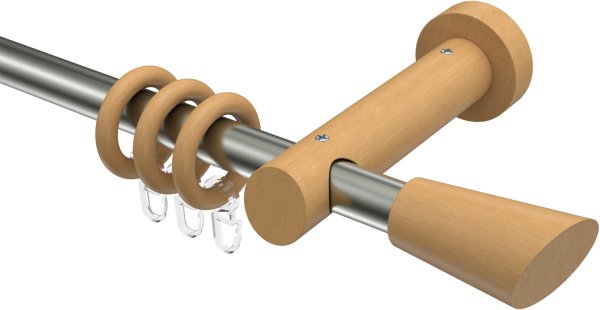 Gardinenstange Edelstahl / Holz Buche lackiert 20 mm Ø TALENA - Bero 100 cm