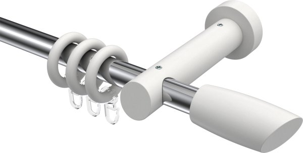 Gardinenstange Metall / Holz 20 mm Ø TALENA - Etta Chrom / Weiß lackiert 100 cm