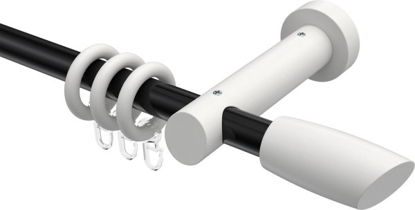 Gardinenstange Metall / Holz 20 mm Ø TALENA - Etta Schwarz / Weiß lackiert 100 cm