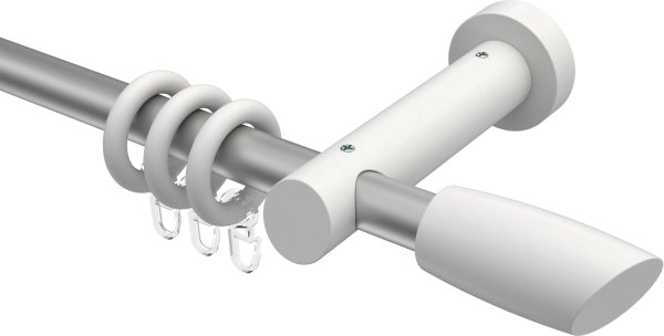 Gardinenstange Metall / Holz 20 mm Ø TALENA - Etta Silbergrau / Weiß lackiert 100 cm