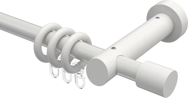 Gardinenstange Metall / Holz 20 mm Ø TALENA - Feta Weiß lackiert 100 cm