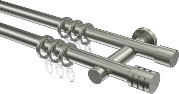 Gardinenstange Edelstahl 20 mm Ø 2-läufig PERFECTA - Fario