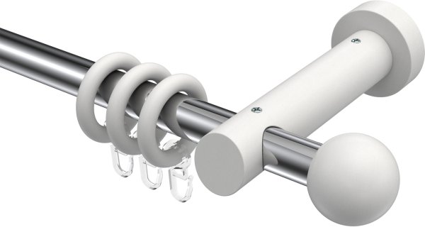 Gardinenstange Metall / Holz 20 mm Ø TALENA - Luina Chrom / Weiß lackiert 100 cm