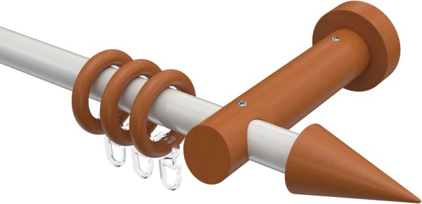 Gardinenstange Metall / Holz 20 mm Ø TALENA - Siveo Weiß / Kirschbaum lackiert