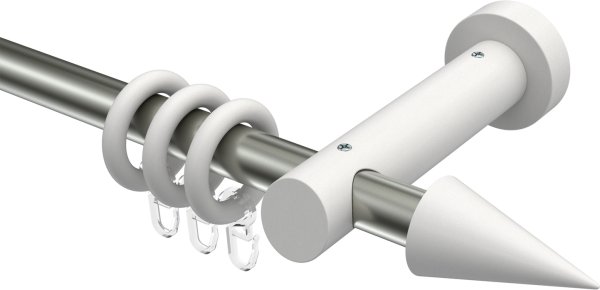 Gardinenstange Edelstahl / Holz Weiß lackiert 20 mm Ø TALENA - Siveo 100 cm