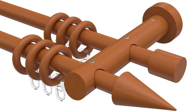 Gardinenstange Holz 20 mm Ø 2-läufig TALENA - Siveo Kirschbaum lackiert 100 cm