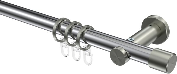 Gardinenstange Metall 20 mm Ø PLATON - Santo Chrom / Edelstahl-Optik 100 cm