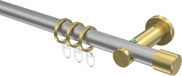 Gardinenstange Metall 20 mm Ø PLATON - Santo Silbergrau / Messing-Optik 100 cm