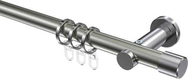Gardinenstange Metall 20 mm Ø PLATON - Santo Edelstahl-Optik / Chrom
