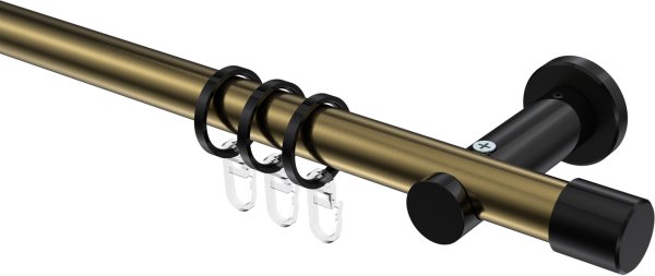 Gardinenstange Metall 20 mm Ø PLATON - Santo Messing Antik / Schwarz 100 cm