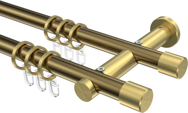 Gardinenstange Metall 20 mm Ø 2-läufig PLATON - Santo Messing Antik / Messing-Optik 100 cm