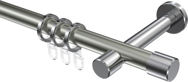 Gardinenstange Metall 20 mm Ø PRESTIGE - Santo Edelstahl-Optik / Chrom