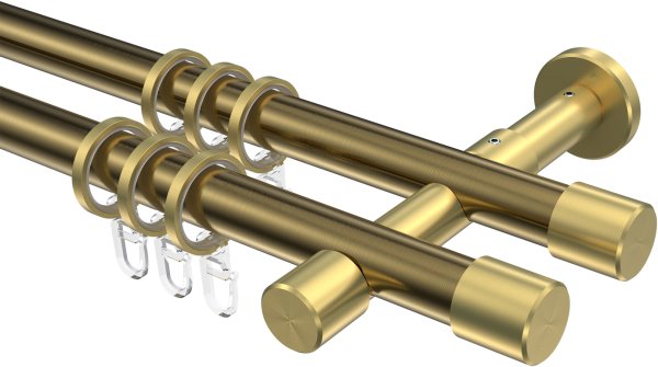 Gardinenstange Metall 20 mm Ø 2-läufig PRESTIGE - Santo Messing Antik / Messing-Optik 100 cm