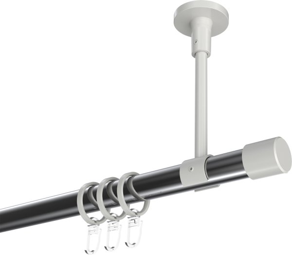 Gardinenstange Metall 20 mm Ø SONETTE - Santo Chrom / Weiß 420 cm (3 x 140 cm)