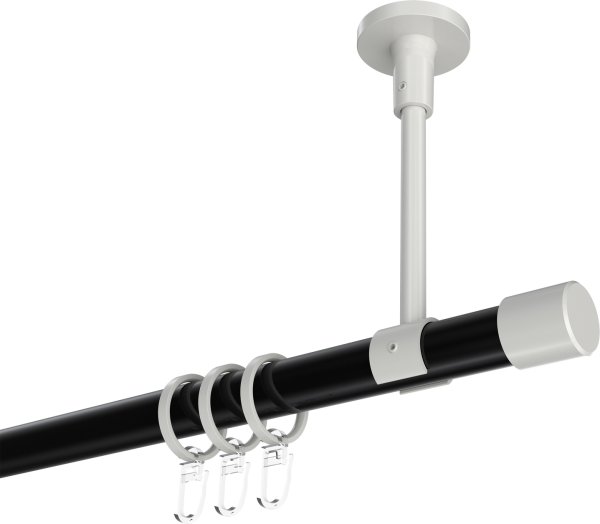 Gardinenstange Metall 20 mm Ø SONETTE - Santo Schwarz / Weiß 420 cm (3 x 140 cm)